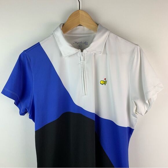 Magnolia Lane Masters Golf Shirt Womens L Short Sleeve 1/4 zip Color Block Top - Picture 4 of 9